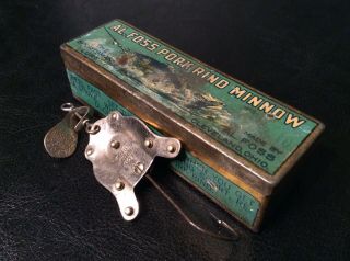 Vintage Fishing Lure & Metal Box (al Foss Frog) With Paperwork