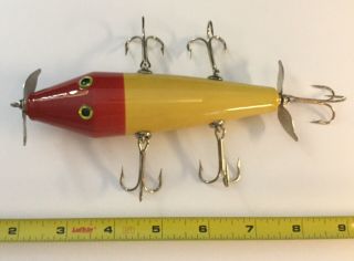 J&B Tackle Co.  5 Hook MUSKIE Suface Bait Red Head 2