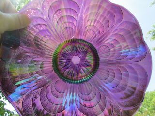 Imperial STAR OF DAVID ANTIQUE CARNIVAL ART GLASS RUFFLED BOWL ELECTRIC PURPLE 3