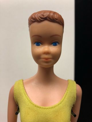 Old Vintage Barbie Midge Doll With Reddish Brown Hair / Yellow Orange Bikini 2