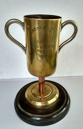 Antique Ww1 1917 Trench Art From Hms Doris P.  O.  S.  Challenge Cup