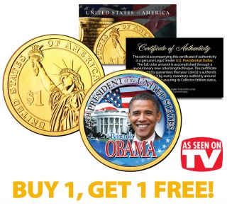 Barack Obama Presidential $1 Dollar Coin Gold Plated As Seen On Tv Buy 1 Get 1
