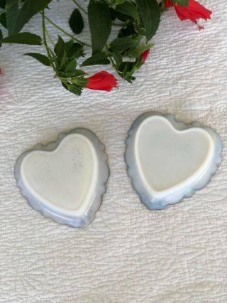 Two Antique Victorian Heart Shaped Hand Painted Gold Rimmed Trinket Dishes 5