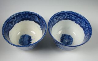 2 Antique Dark Blue Staffordshire American View Wadsworth Tower Cups circa 1825 3