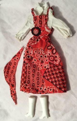 Vintage 1975 Barbie Doll Best Buy Fashion Grow Up Red Black White Jumper 7423