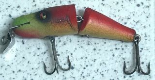 Vintage Pikie Lure Creek Chub Bait Jointed Rainbow Fire Baby 2