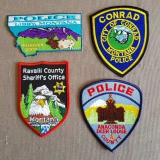 Usa - 4 X Different Police Patches - Montana 7