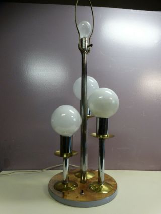 Vintage Mid - Century Chrome Table Lamp Modern Atomic Era