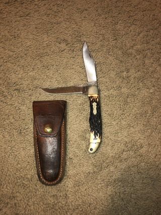 1970 - 73 Schrade Walden Stainless Uncle Henry 227uh Folding Bowie Knife W/ Sheath