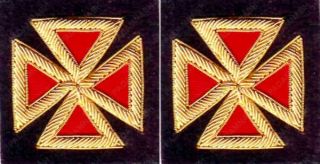Masonic Grand Commandery Maltese Sleeve Cross Pair Hand Embroidered (me - 050)