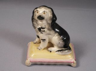 Staffordshire Dog On Cushion Spaniel Figurine Small 1800 