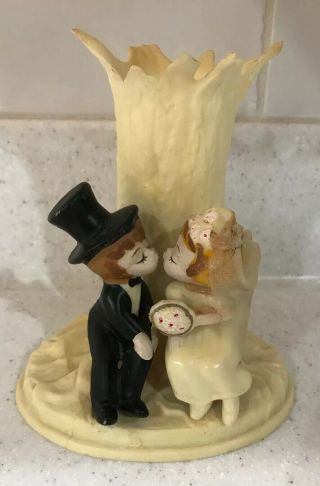 Vintage 1971 Wilton Wedding Cake Topper Tree Of Life Groom Kissing Bride