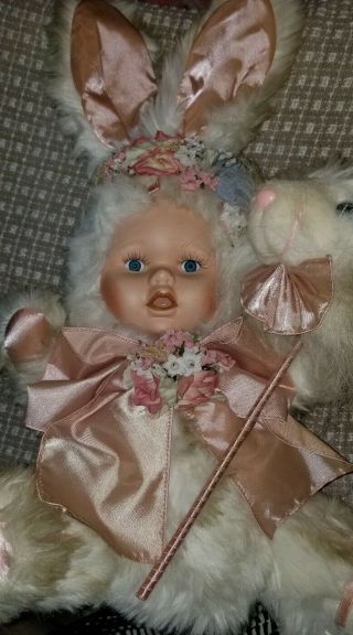 Vintage Bunny 16 " Doll W/bisque Face Plush Poseable Geddes Style ?