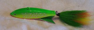 4 " Wood Ice Spearing Decoy Darting.  W Tail Feather Gyo