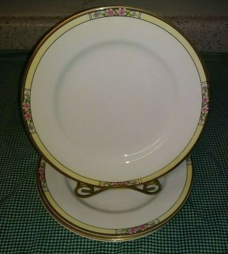 Antique Set Of 4 J & G Meakin Nebraska Cream Pink 10 " Dinner Plates England
