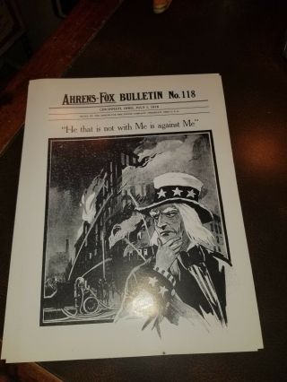 July 1918 Ahrens Fox Fire Engine Co.  Bulletin No.  118