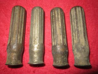 4 Antique Brass Tire Valve Stem Dust Caps Covers,  Ribbed Type