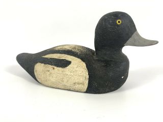 Scaup Decoy Duck Wood Carving Glass Eye Antique