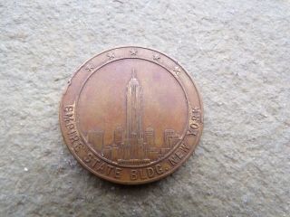 Vintage Brass Empire State Building York Coin Token Medal Statue Of Liberty
