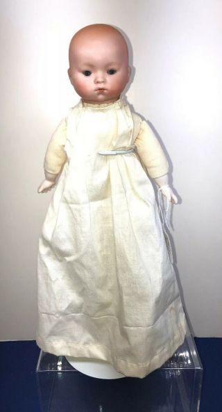 9.  5” Antique Porcelain German Baby Doll Head & Cloth Body Sleep Eyes