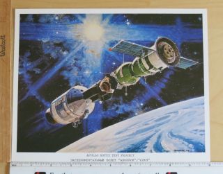 Nasa Apollo Soyuz Test Project Print Russian Russia Space Station Rocket Launch