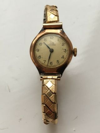 Vintage Ladies 9ct 375 Gold Record Watch Spare Repair