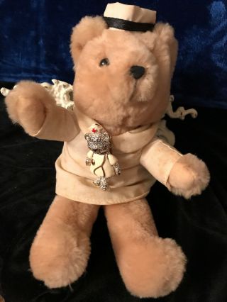 Vintage Russ Nurse Teddy Bear/ Nurse Pin Pinned To Uniform Bear 2
