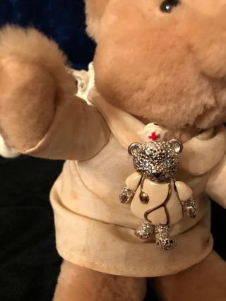 Vintage Russ Nurse Teddy Bear/ Nurse Pin Pinned To Uniform Bear 3