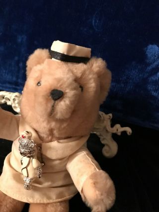 Vintage Russ Nurse Teddy Bear/ Nurse Pin Pinned To Uniform Bear 4
