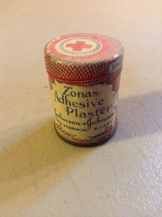 Vintage Antique Johnson & Johnson Zonas Adhesive Plaster Tin Litho Medical
