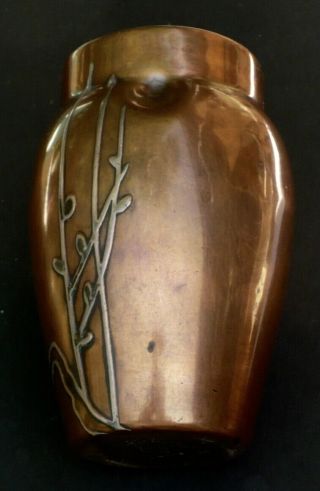 Heintz Art Metal Shop Buffalo Ny Sterling On Bronze Urn Vase 3586f; Seven Dents