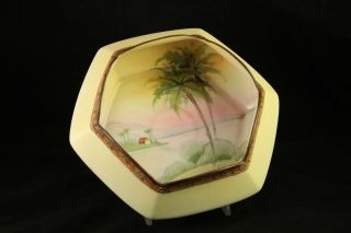 Vintage Antique Nippon Hand Painted Porcelain China Unique Hexagonal Bowl