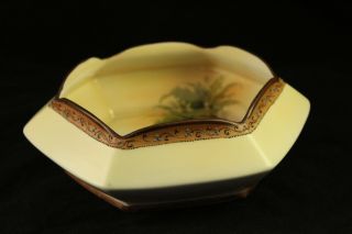 Vintage Antique Nippon Hand Painted Porcelain China Unique Hexagonal Bowl 2