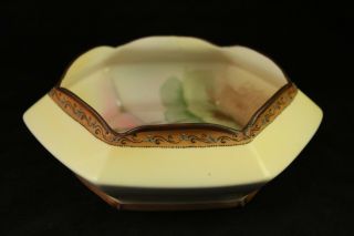 Vintage Antique Nippon Hand Painted Porcelain China Unique Hexagonal Bowl 4