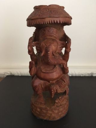 Carved Wood Figure Of The Hindu God Ganesha - H15cm