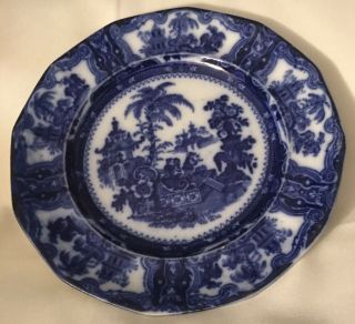 Flow Blue Adams Kyber 10” Dinner Plate Antique Porcelain England 12 Panel Blu