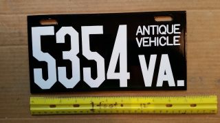 License Plate,  Virginia,  Antique Vehicle,  5354,  Heavy Gage Alum.  (not Porcelain)