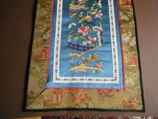 Old vtg Antique 20c Chinese Silk Hand Embroidered panel nature design 7