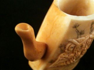 Pure Chinese Bone Hand Carved 2Owls Relief Little Pot O003 5