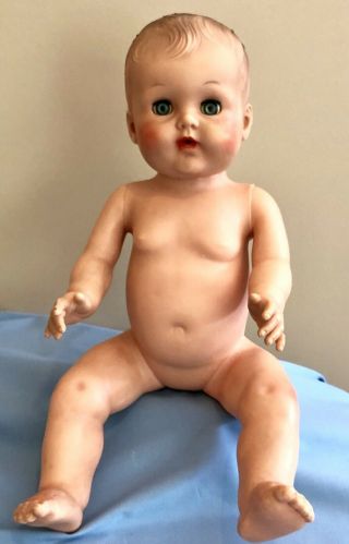 Vintage 17” Sun Rubber Constance Bannister Baby Doll Squeaker Drink Wet