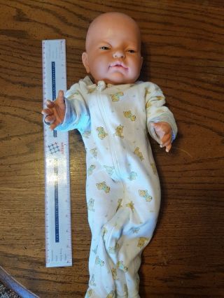 Vintage Berjusa Anatomically Correct Newborn Baby Girl Doll 18 In Blue Eyes Bald