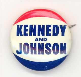 Fantastic " Kennedy - Johnson " 1960 Presidential Campaign Button