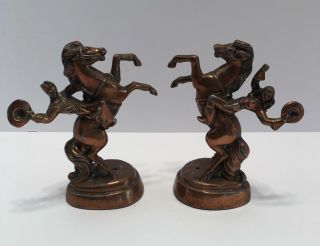 Vintage Copper Cowboy & Cowgirl Bucking Horse Figures Western Rodeo Theme