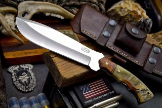 Cfk Handmade Vg10 Stainless Leopard Wood & Sheep - Horn Hunting Camp Blade Knife