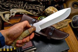 CFK Handmade VG10 Stainless Leopard Wood & Sheep - Horn Hunting Camp Blade Knife 4