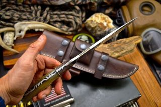 CFK Handmade VG10 Stainless Leopard Wood & Sheep - Horn Hunting Camp Blade Knife 7