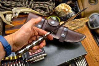 CFK Handmade VG10 Stainless Leopard Wood & Sheep - Horn Hunting Camp Blade Knife 8