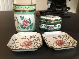 A Group Of Antique Vintage Chinese Enamel Trinket Boxes
