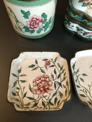 A Group Of Antique Vintage Chinese Enamel Trinket Boxes 4
