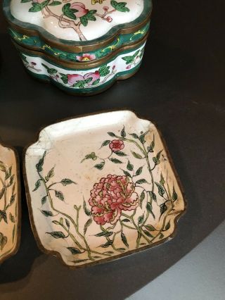 A Group Of Antique Vintage Chinese Enamel Trinket Boxes 5